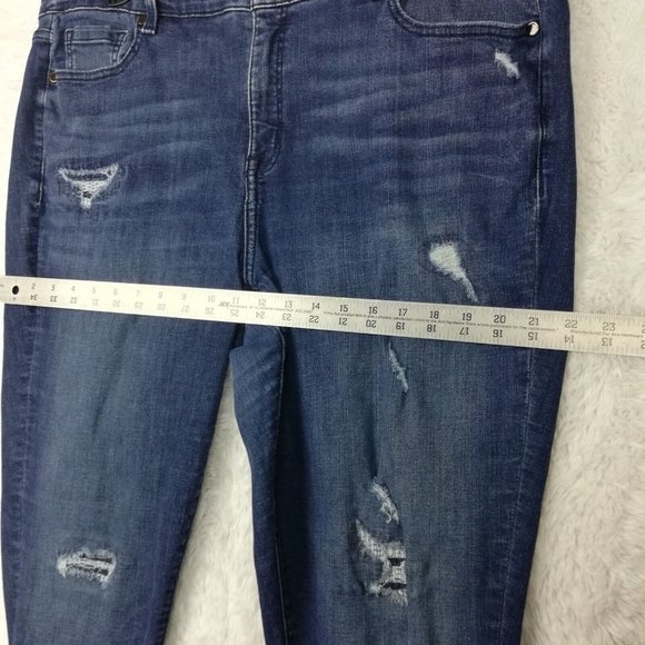Lane Bryant Womens‎ Jeans Skinny Blue Dark Wash Distressed Whiskering Plus 20 - Picture 7 of 15